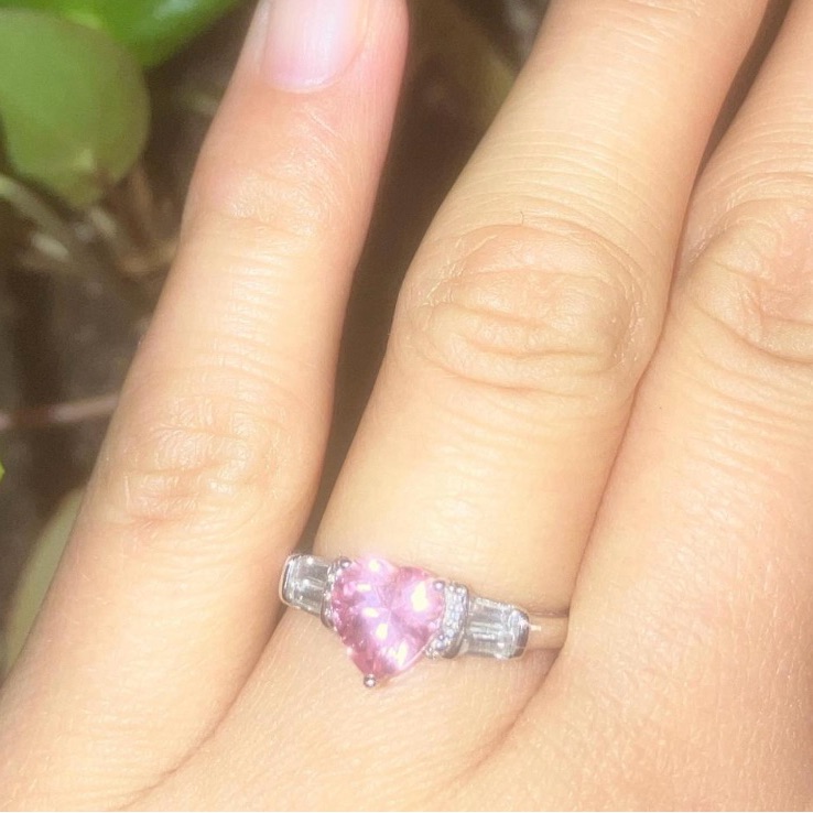 Pink Heart Stone 10k Gold Ring